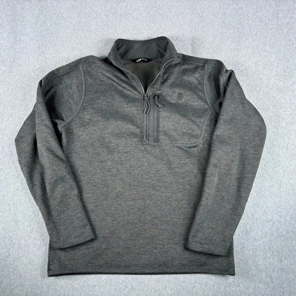 The North Face Sweater Mens Medium Gray Gordon Lyons Quarter Zip Fleece Pullover